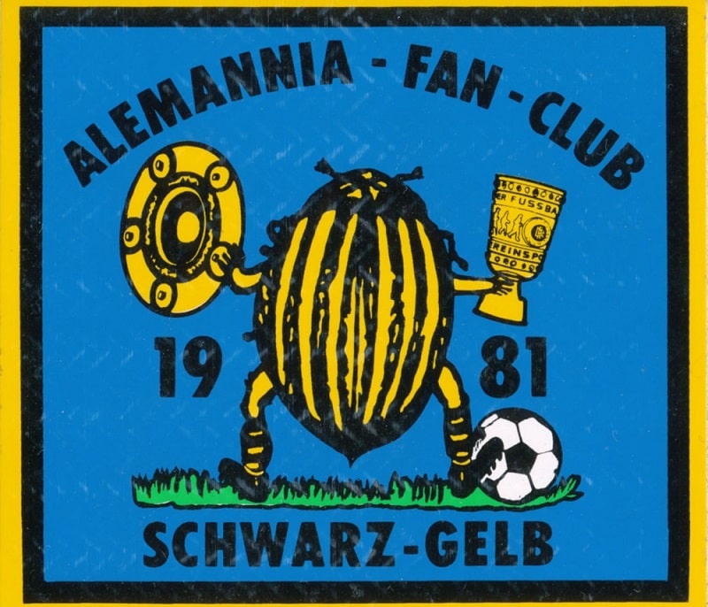Alemannia Aachen Fan-Club schwarz-gelb 1981 Pin 