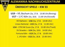 Übersicht Nachwuchsspiele KW 33