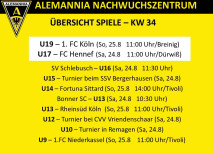 Übersicht Nachwuchsspiele KW 34
