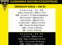 Übersicht Nachwuchsspiele KW 35